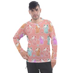 Cute Kawaii Kittens Seamless Pattern Men s Pique Long Sleeve Tee