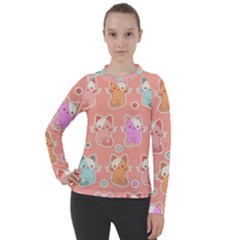 Cute Kawaii Kittens Seamless Pattern Women s Pique Long Sleeve Tee