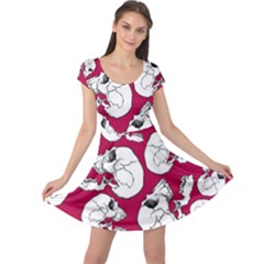 Terrible Frightening Seamless Pattern With Skull Cap Sleeve Dress by Amaryn4rt