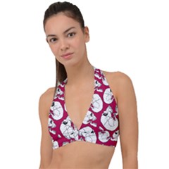 Terrible Frightening Seamless Pattern With Skull Halter Plunge Bikini Top by Amaryn4rt