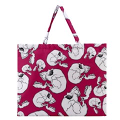 Terrible Frightening Seamless Pattern With Skull Zipper Large Tote Bag by Amaryn4rt