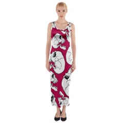 Terrible Frightening Seamless Pattern With Skull Fitted Maxi Dress by Amaryn4rt