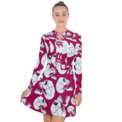 Terrible Frightening Seamless Pattern With Skull Long Sleeve Panel Dress by Amaryn4rt