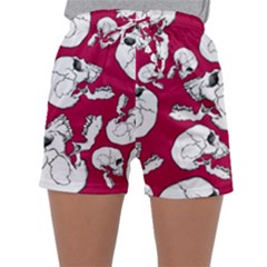 Terrible Frightening Seamless Pattern With Skull Sleepwear Shorts by Amaryn4rt