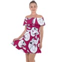 Terrible Frightening Seamless Pattern With Skull Off Shoulder Velour Dress View1