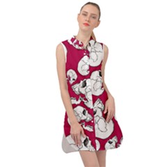 Terrible Frightening Seamless Pattern With Skull Sleeveless Shirt Dress by Amaryn4rt