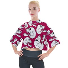 Terrible Frightening Seamless Pattern With Skull Mock Neck Tee