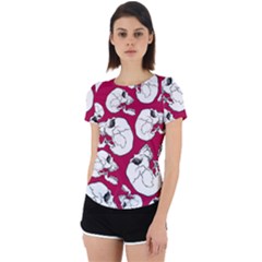 Terrible Frightening Seamless Pattern With Skull Back Cut Out Sport Tee