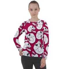 Terrible Frightening Seamless Pattern With Skull Women s Long Sleeve Raglan Tee