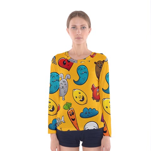 Graffiti Characters Seamless Ornament Women s Long Sleeve Tee by Amaryn4rt