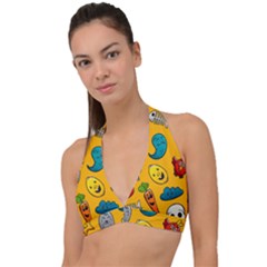 Graffiti Characters Seamless Ornament Halter Plunge Bikini Top by Amaryn4rt