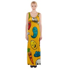 Graffiti Characters Seamless Ornament Thigh Split Maxi Dress by Amaryn4rt