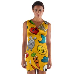 Graffiti Characters Seamless Ornament Wrap Front Bodycon Dress by Amaryn4rt