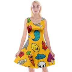 Graffiti Characters Seamless Ornament Reversible Velvet Sleeveless Dress by Amaryn4rt