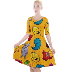 Graffiti Characters Seamless Ornament Quarter Sleeve A-line Dress by Amaryn4rt