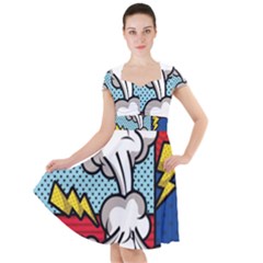 Rays Smoke Pop Art Style Vector Illustration Cap Sleeve Midi Dress by Amaryn4rt