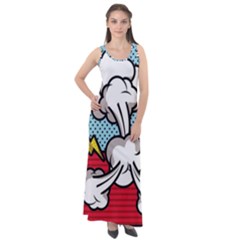 Rays Smoke Pop Art Style Vector Illustration Sleeveless Velour Maxi Dress by Amaryn4rt