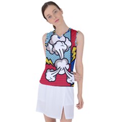 Rays Smoke Pop Art Style Vector Illustration Women s Sleeveless Sports Top