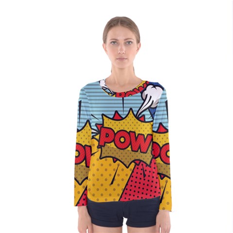 Pow Word Pop Art Style Expression Vector Women s Long Sleeve Tee by Amaryn4rt