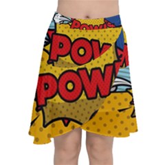 Pow Word Pop Art Style Expression Vector Chiffon Wrap Front Skirt by Amaryn4rt