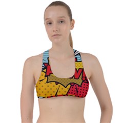 Pow Word Pop Art Style Expression Vector Criss Cross Racerback Sports Bra by Amaryn4rt