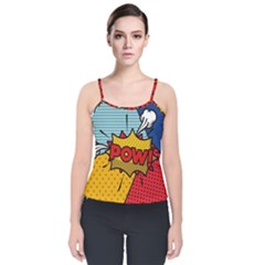 Pow Word Pop Art Style Expression Vector Velvet Spaghetti Strap Top by Amaryn4rt