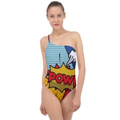 Pow Word Pop Art Style Expression Vector Classic One Shoulder Swimsuit by Amaryn4rt