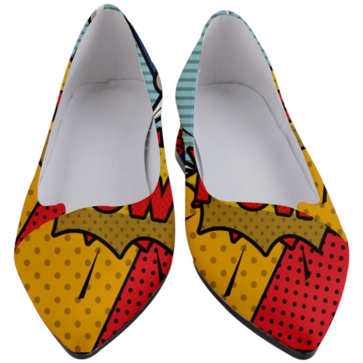 Pow Word Pop Art Style Expression Vector Women s Block Heels 