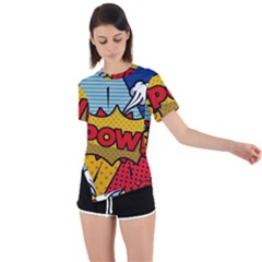 Pow Word Pop Art Style Expression Vector Asymmetrical Short Sleeve Sports Tee by Amaryn4rt