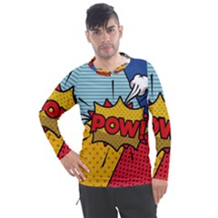 Pow Word Pop Art Style Expression Vector Men s Pique Long Sleeve Tee