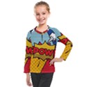 Pow Word Pop Art Style Expression Vector Kids  Long Mesh Tee View1