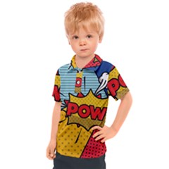 Pow Word Pop Art Style Expression Vector Kids  Polo Tee