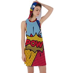 Pow Word Pop Art Style Expression Vector Racer Back Hoodie Dress