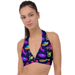 Space Pattern Halter Plunge Bikini Top by Amaryn4rt