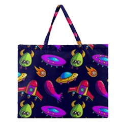 Space Pattern Zipper Large Tote Bag by Amaryn4rt