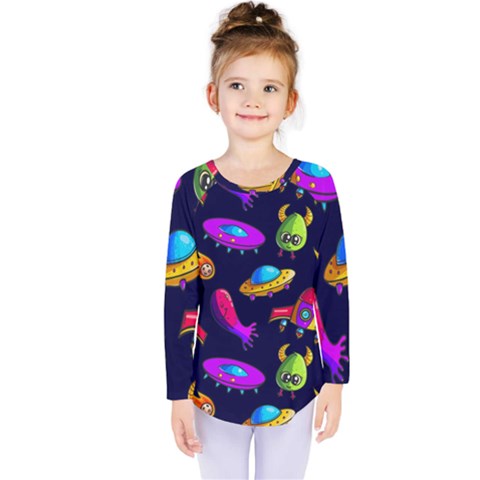 Space Pattern Kids  Long Sleeve Tee by Amaryn4rt