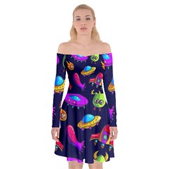 Space Pattern Off Shoulder Skater Dress by Amaryn4rt