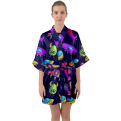 Space Pattern Half Sleeve Satin Kimono  by Amaryn4rt