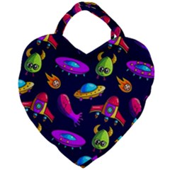 Space Pattern Giant Heart Shaped Tote by Amaryn4rt