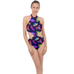 Space Pattern Halter Side Cut Swimsuit by Amaryn4rt