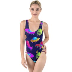 Space Pattern High Leg Strappy Swimsuit by Amaryn4rt