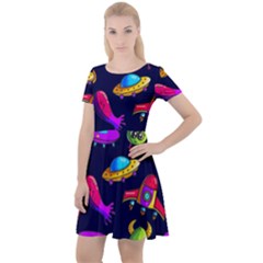 Space Pattern Cap Sleeve Velour Dress  by Amaryn4rt