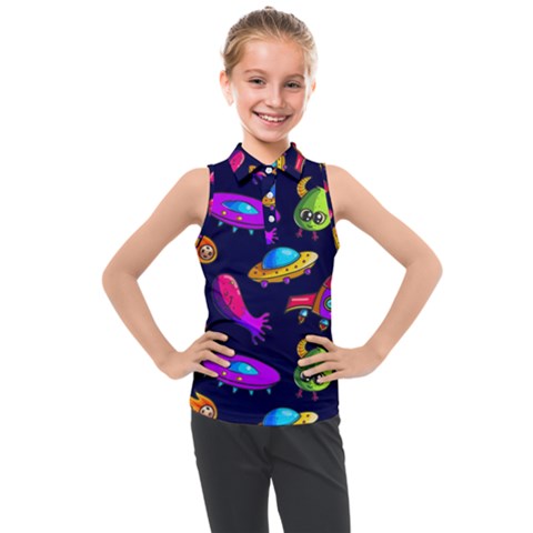 Space Pattern Kids  Sleeveless Polo Tee by Amaryn4rt