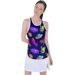 Space Pattern Racer Back Mesh Tank Top