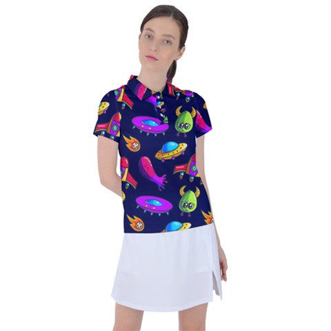 Space Pattern Women s Polo Tee by Amaryn4rt