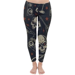 Grunge Seamless Pattern With Skulls Classic Winter Leggings by Amaryn4rt