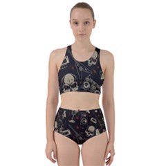 Grunge Seamless Pattern With Skulls Racer Back Bikini Set by Amaryn4rt