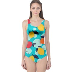 Pop Art Style Citrus Seamless Pattern One Piece Swimsuit by Amaryn4rt