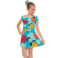 Pop Art Style Citrus Seamless Pattern Kids  Cap Sleeve Dress by Amaryn4rt