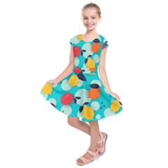 Pop Art Style Citrus Seamless Pattern Kids  Short Sleeve Dress by Amaryn4rt